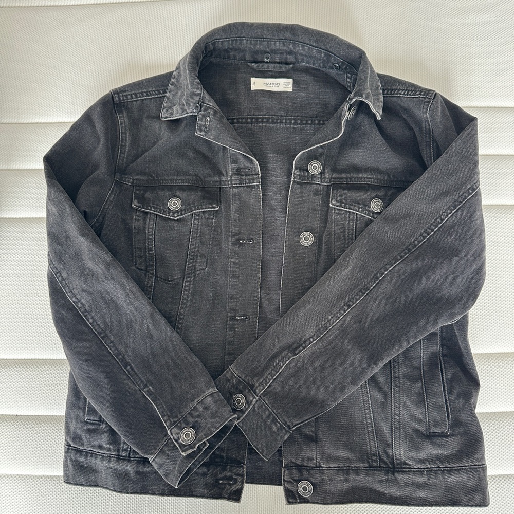 MANGO Navy Blue oversized denim jacket